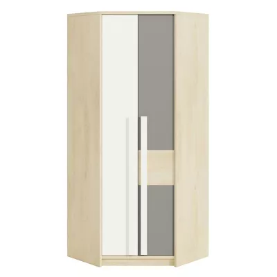 INNES sarokszekrény - szélesség 82 cm, fjord bükk / fehér / platina szürke