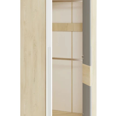 INNES sarokszekrény - szélesség 82 cm, fjord bükk / fehér / platina szürke