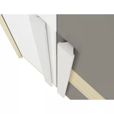 INNES sarokszekrény - szélesség 82 cm, fjord bükk / fehér / platina szürke