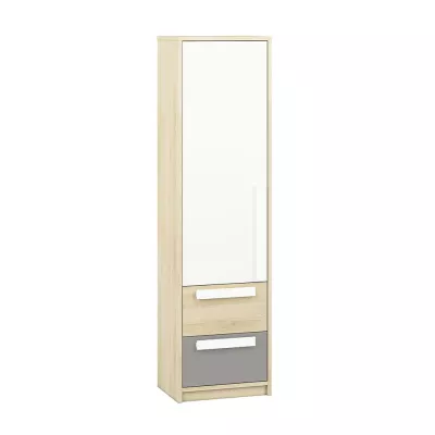 Keskeny polcos szekrény INNES - szélesség 55 cm, fjord bükk / fehér / platina szürke