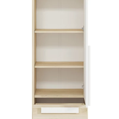 Keskeny polcos szekrény INNES - szélesség 55 cm, fjord bükk / fehér / platina szürke