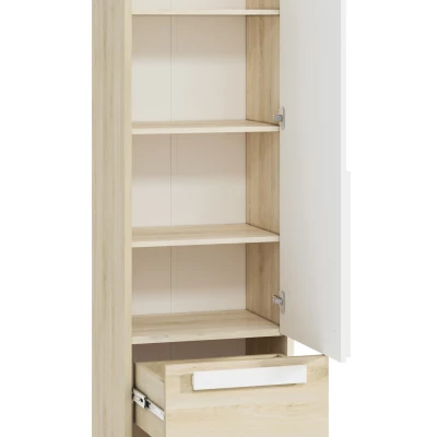 Keskeny polcos szekrény INNES - szélesség 55 cm, fjord bükk / fehér / platina szürke