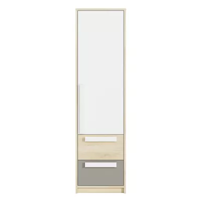 Keskeny polcos szekrény INNES - szélesség 55 cm, fjord bükk / fehér / platina szürke
