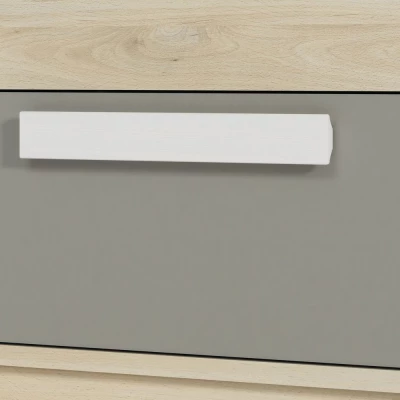 Keskeny polcos szekrény INNES - szélesség 55 cm, fjord bükk / fehér / platina szürke