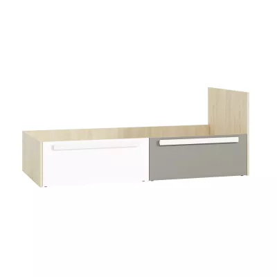 Egyszemélyes ágy INNES 90x200 - fjord bükk / fehér / platina szürke