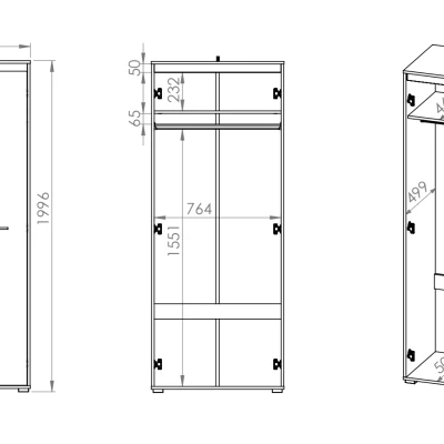GVENDA kétajtós gardróbszekrény - szélesség 80 cm, világos sonoma tölgy