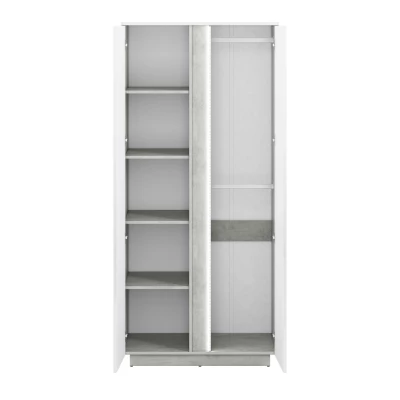 FIDES ruhásszekrény - szélesség 92 cm, fehér / ezüst beton