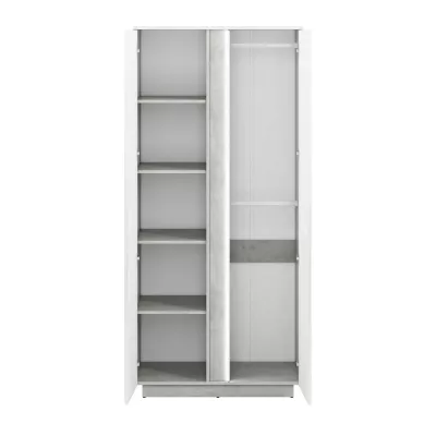 FIDES ruhásszekrény - szélesség 92 cm, fehér / ezüst beton
