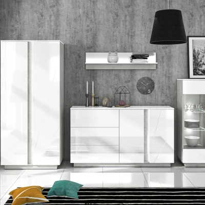 FIDES ruhásszekrény - szélesség 92 cm, fehér / ezüst beton