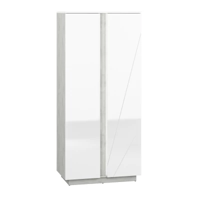 FIDES ruhásszekrény - szélesség 92 cm, fehér / ezüst beton