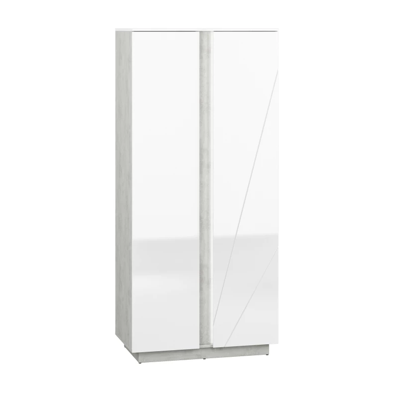 FIDES ruhásszekrény - szélesség 92 cm, fehér / ezüst beton