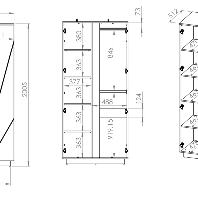 FIDES ruhásszekrény - szélesség 92 cm, fehér / ezüst beton