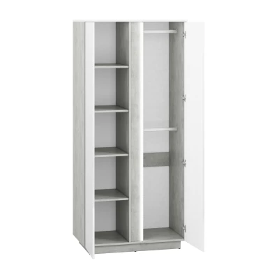 FIDES ruhásszekrény - szélesség 92 cm, fehér / ezüst beton