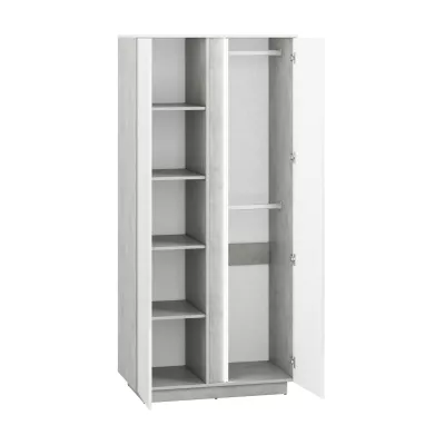 FIDES ruhásszekrény - szélesség 92 cm, fehér / ezüst beton