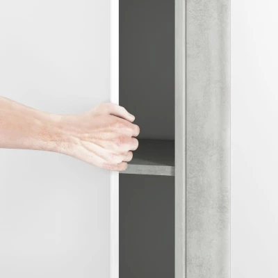 FIDES ruhásszekrény - szélesség 92 cm, fehér / ezüst beton