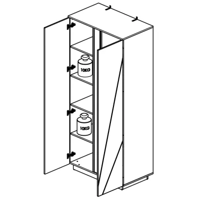 FIDES ruhásszekrény - szélesség 92 cm, fehér / ezüst beton