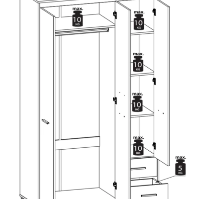Magas gardrób GVENDA - szélesség 120 cm, világos sonoma tölgy