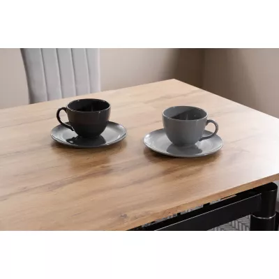 Kihúzható étkezőasztal KLEMENT - 80x80, artisan tölgy / matt fekete