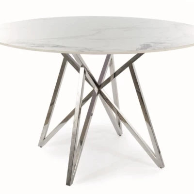 HOLGER stílusos kerek asztal - fehér / króm