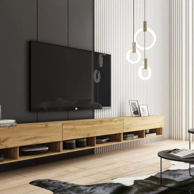 WILLA A TV-asztal 300 cm LED világítással - wotan tölgy