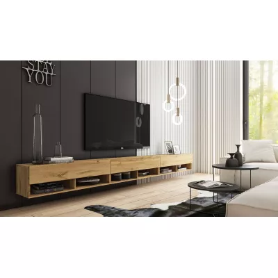WILLA A TV-asztal 300 cm LED világítással - wotan tölgy