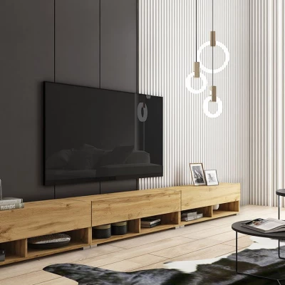 WILLA A TV-asztal 300 cm LED világítással - wotan tölgy