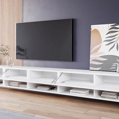 WILLA A TV-asztal 300 cm LED világítással - fehér / fényes fehér