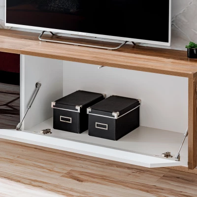 TV állvány elektromos kandallóval AGRIA - sterling tölgy / fehér