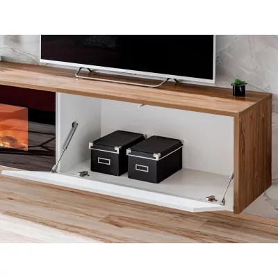 Nappali fali dekoráció elektromos kandallóval AGRIA - antracit / zászlórúd tölgy