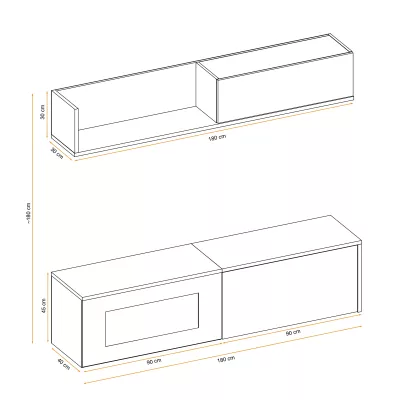 Nappali fali dekoráció elektromos kandallóval AGRIA - antracit / zászlórúd tölgy