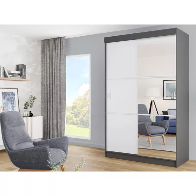 Tükrös gardrób 138 cm ROMARI - antracit / fehér