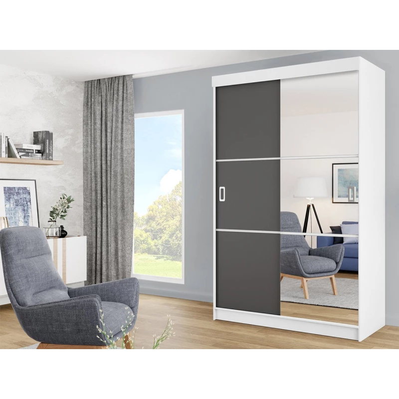 Tükrös gardrób 138 cm ROMARI - fehér / antracit