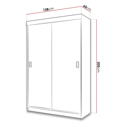 Tükrös gardrób 138 cm RGB LED világítással ROMARI - antracit / fehér