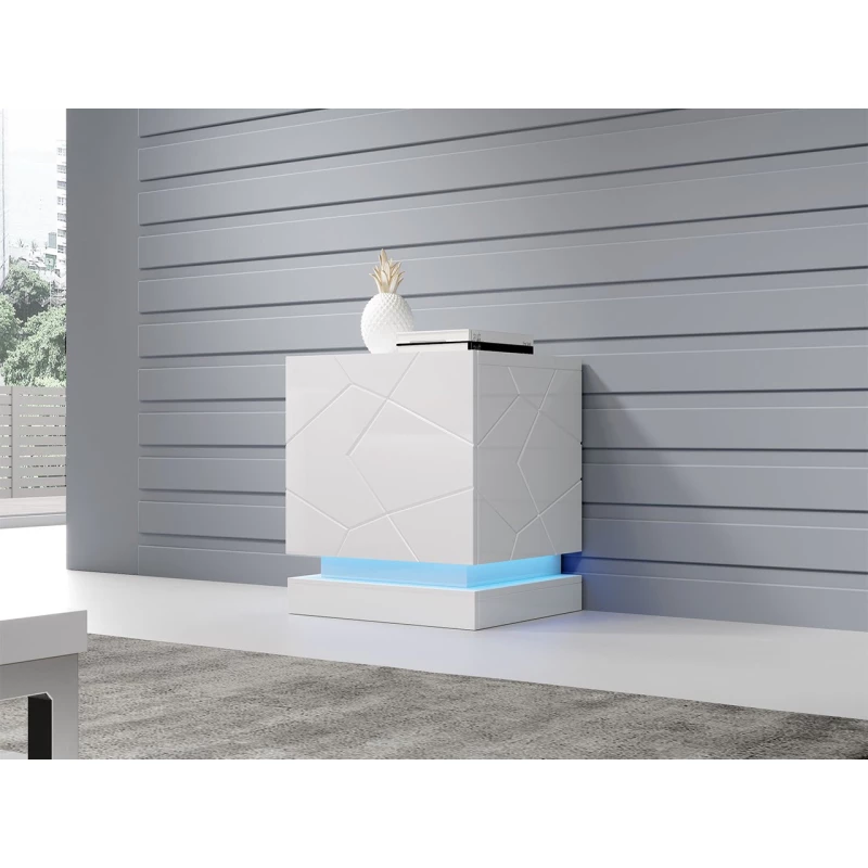 LIMA 2 db éjjeliszekrény szett RGB LED világítással - fehér / fényes 