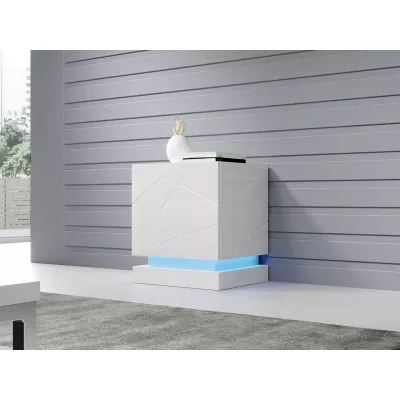 LIMA 2 db éjjeliszekrény szett RGB LED világítással - fehér / fényes 