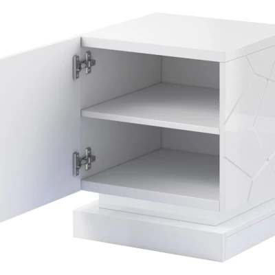 LIMA 2 db éjjeliszekrény szett RGB LED világítással - fehér / fényes 
