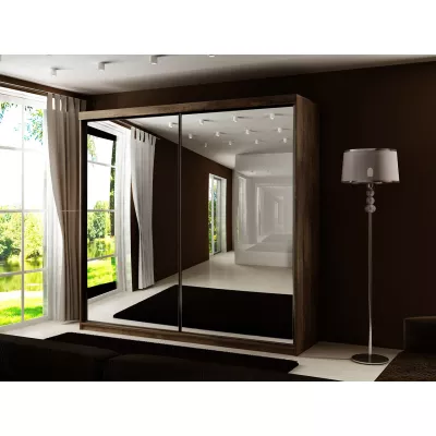ELVIRA tükrös gardróbszekrény 200 cm RGB LED világítással - sötét kőris