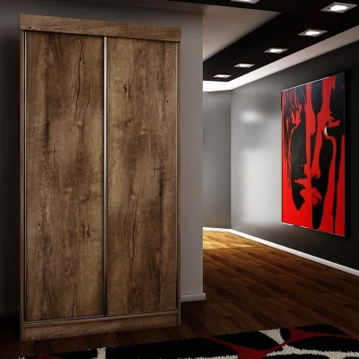 ELVIRA 3 gardróbszekrény 100 cm RGB LED világítással - sőtét kőris