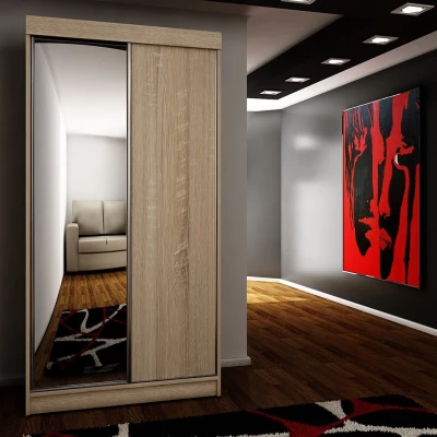 ELVIRA 2 tükrös gardróbszekrény 100 cm RGB LED világítással - sonoma tölgy