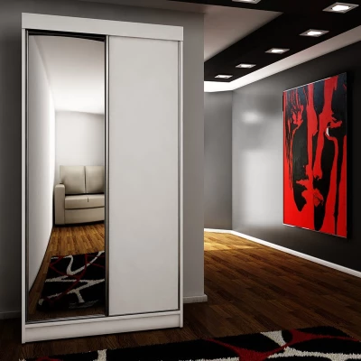 ELVIRA 2 tükrös gardróbszekrény 100 cm RGB LED világítással - fehér