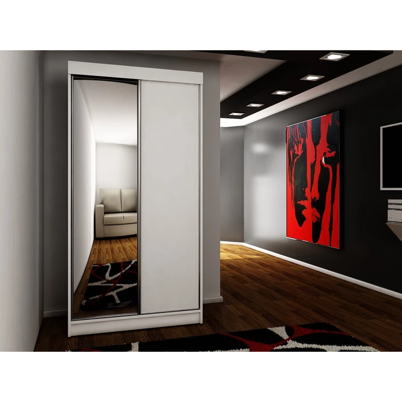 ELVIRA 2 tükrös gardróbszekrény 100 cm RGB LED világítással - fehér