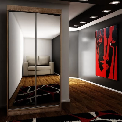ELVIRA 1 tükrös gardróbszekrény 100 cm RGB LED világítással - sőtét kőris