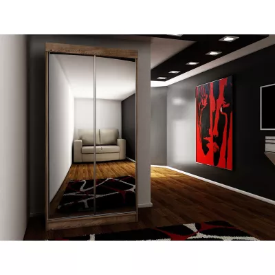 ELVIRA 1 tükrös gardróbszekrény 100 cm RGB LED világítással - sőtét kőris