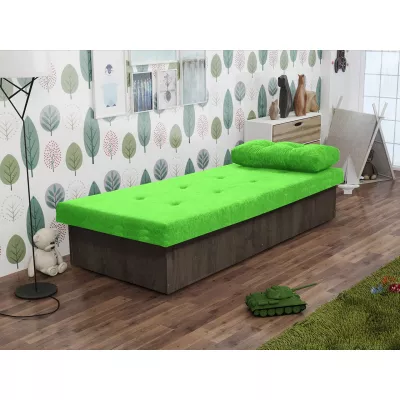 Gyerek kanapé tárolóhellyel 80x190 SENOMA 1 - sötét kőris / zöld