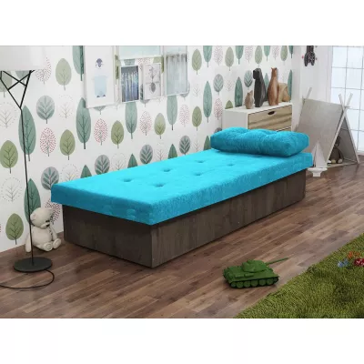 Gyerek kanapé tárolóhellyel 80x190 SENOMA 1 - sötét kőris / kék