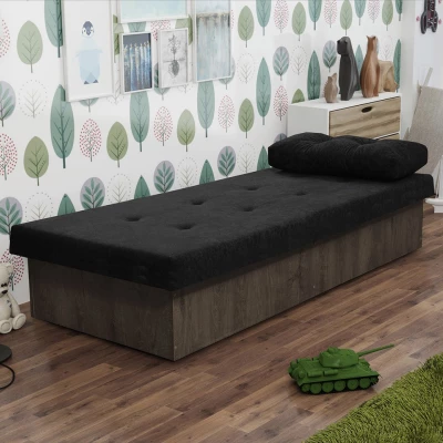 Gyerek kanapé tárolóhellyel 80x190 SENOMA 1 - sötét kőris / fekete