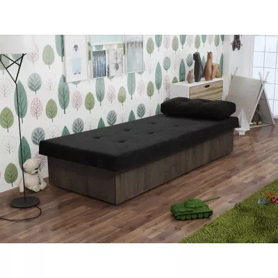 Gyerek kanapé tárolóhellyel 80x190 SENOMA 1 - sötét kőris / fekete