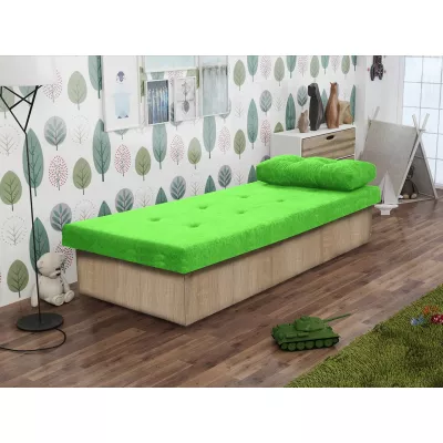 Gyerek kanapéágy tárolóval 80x190 SENOMA 1 - sonoma tölgy / zöld