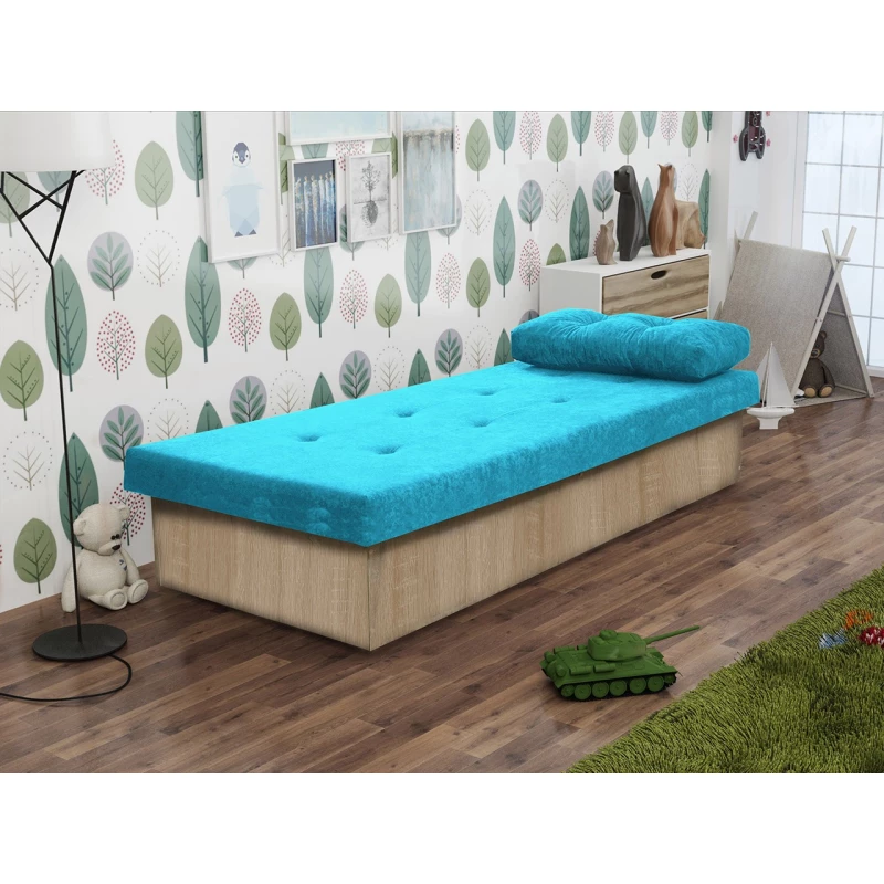 Gyerek kanapéágy tárolóval 80x190 SENOMA 1 - sonoma tölgy / kék