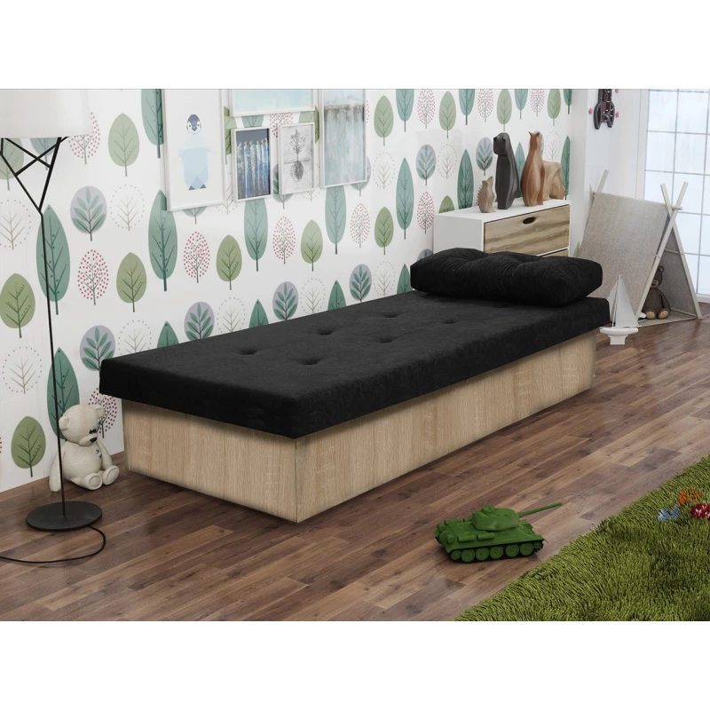 Gyerek kanapéágy tárolóval 80x190 SENOMA 1 - sonoma tölgy / fekete